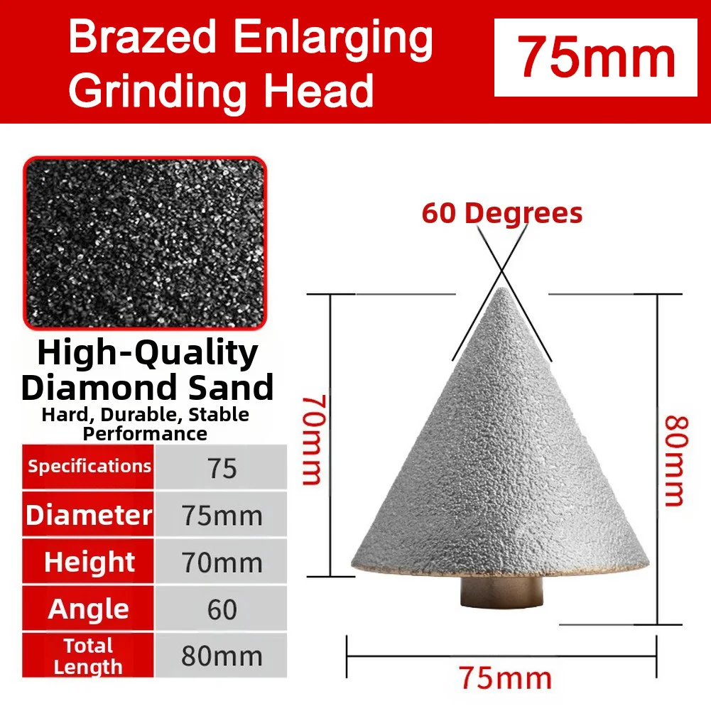 Triangular Emery Chamfering Grinding Head For Tile & Stone Hole Finishing, Compatible With Angle Grinder