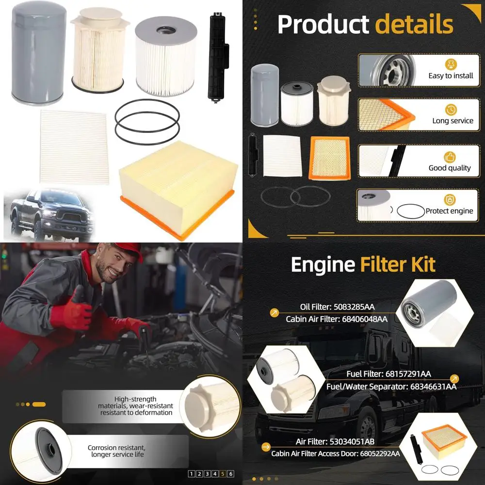 

6.7L Engine Filter Kit, Water Separator, Fuel, Cabin Air, Air, Oil Filters for 2500/3500/4500/5500 Models 2019-2022