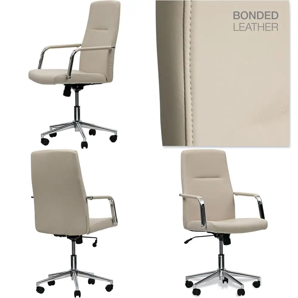 

Ergonomic Leather Task Chair, 275 lb Capacity, Adjustable Seat Height, White