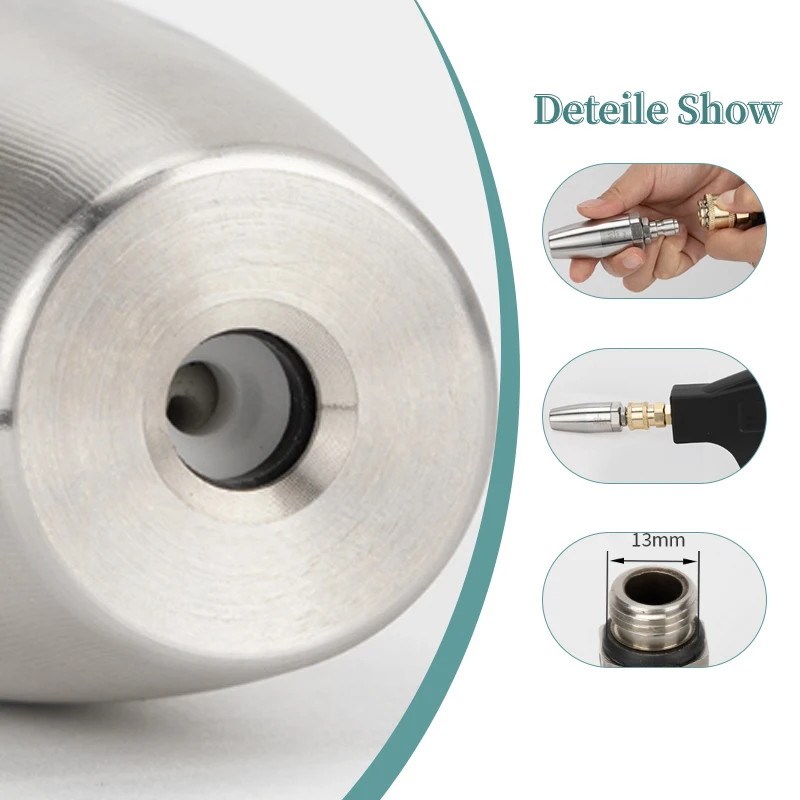 

1 шт. турбонасадка для мойки высокого давления, вращающаяся для горячей и холодной воды с быстроразъемным соединением 1/4 из нержавеющей стали 3600PSI