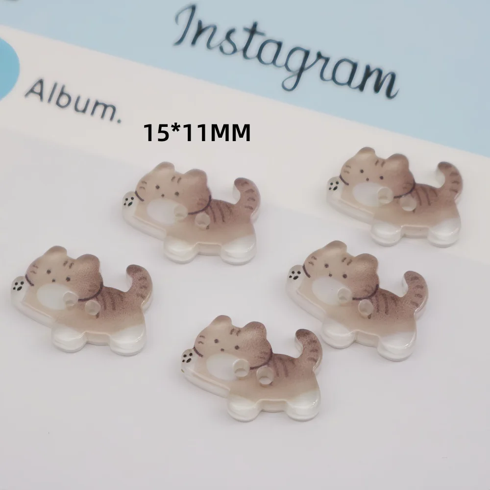 6/12/30/60pcs 2-hole Grey Cat Creative Kitty Buttons Cute Fashion Tabby Cat Buttons Resin Ginger Cat Buttons Clothes Accessories