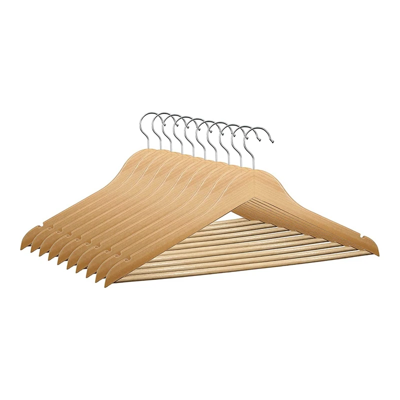 

HOT SALE 10 X Wooden Clothes Hangers 44.5 X 23Cm Wooden Hangers Wooden Clothes Hangers 360 Degree Rotation