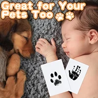 Safe Non-toxic Baby Footprints Handprint No Touch Skin Inkless Ink Pads Kits for 0-10 Months Newborn Pet Dog Footprint Souvenir 3