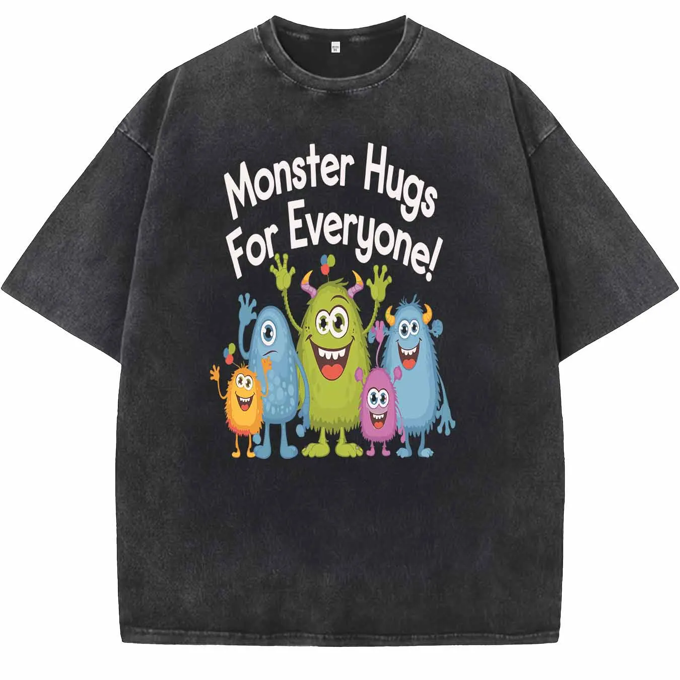 

Мужская летняя хлопковая футболка с графическим принтом Monster Hugs For Everyone, в уличном стиле, игривый дизайн, круглый вырез, короткий рукав, слегка эластичная.