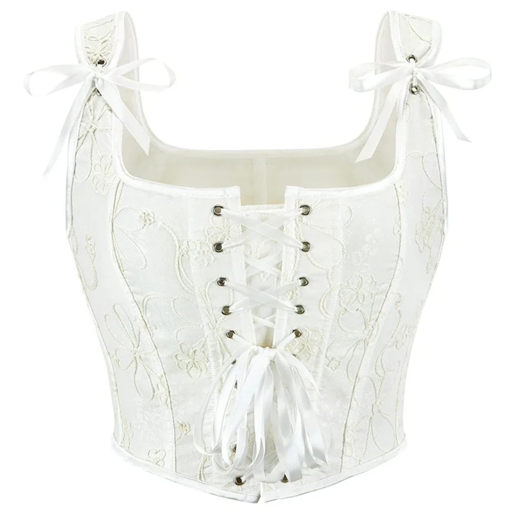 خمر الأبيض الجاكار مشد سترة المرأة الفيكتوري حزام الكتف overالصدر المشدات المحاصيل الأعلى القوطية Korsett الملابس الداخلية محدد شكل الجسم