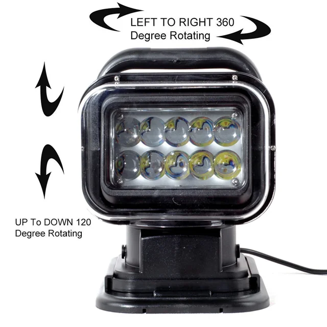 7 Inch Marine 50W LED Search Light 50W Wireless Spotlight 12/24V 360 Rotate for Trucks OffRoad Vehicle Boat Fishing Camping