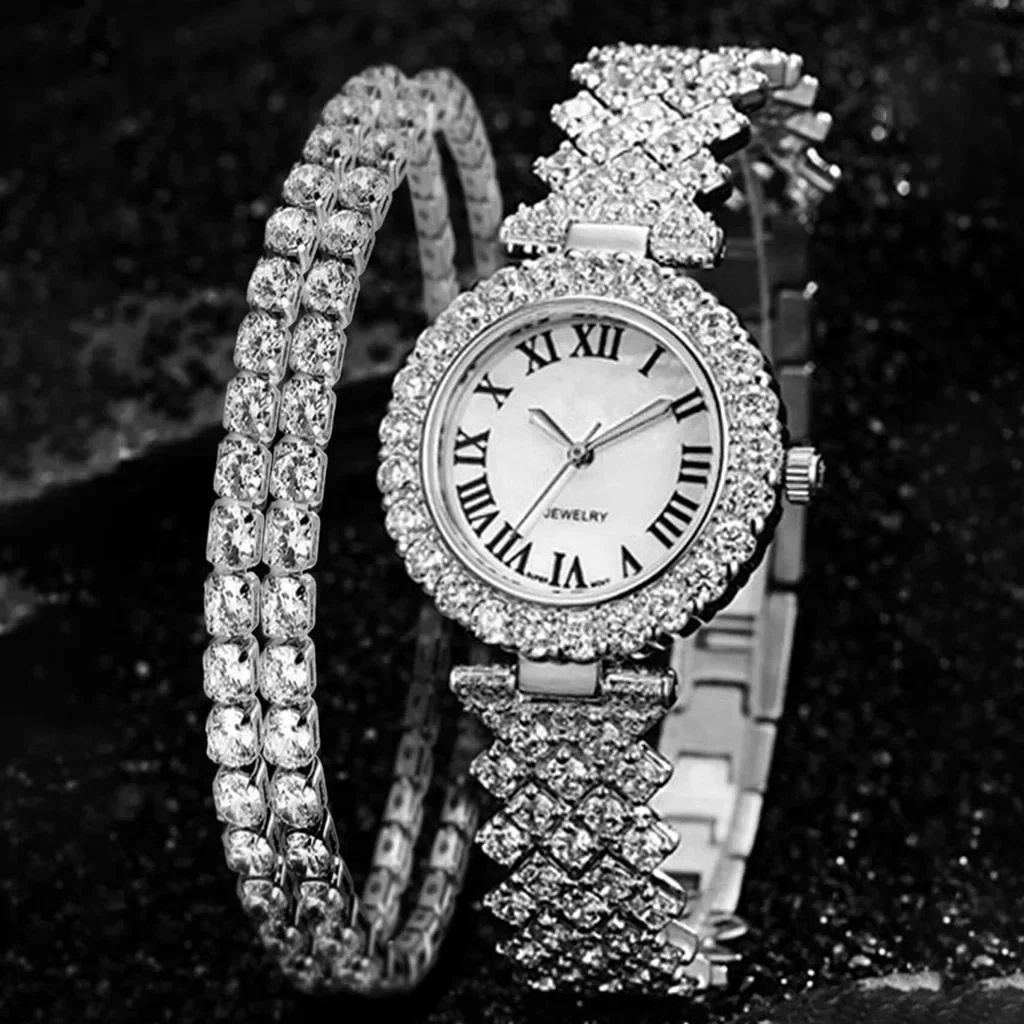 Roman Scale Watch for Women Fashion Set Rhinestone Quartz Watch Bracelet Women's Luxury Wristwatch  Female Clock Relogio Mujer