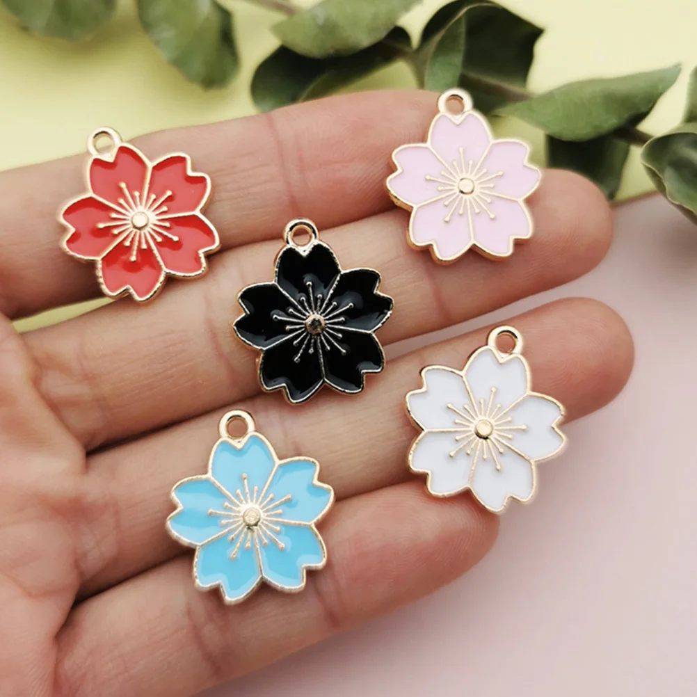 

40Pcs Cherry Blossoms DIY Pendant Jewelry Accessories Alloy Pendant for Necklace Bracelet Decorative Craft DIY Pendants