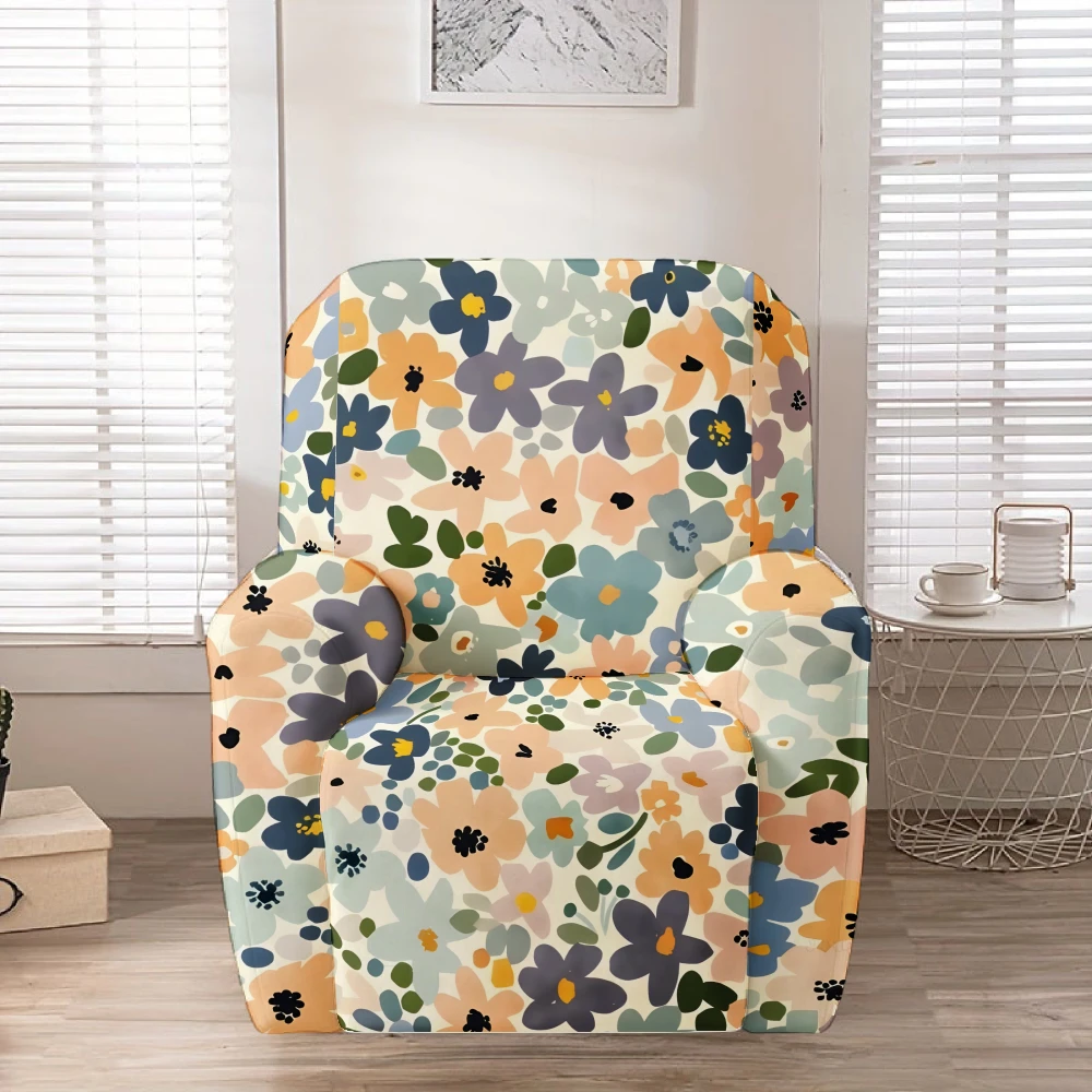 

Recliner Slipcover,Pastel Flower Pattern Recliner Cover Washable Removable Protector