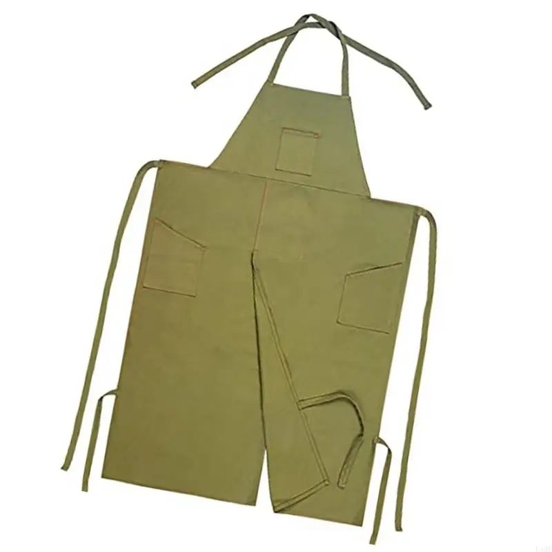 L4ME Reusable Full Coverage Pottery Apron Split Leg Apron for Ceramic Wheel Throwing,Woodturning,Painting,Tattooed Artists