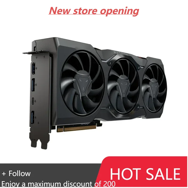 بطاقة رسومات الألعاب AMD RADEON RX 7900 XTX الجديدة بسعة 24 جيجابايت باللون الأسود، بطاقة رسومات سرعة الألعاب البيضاء، بطاقة فيديو