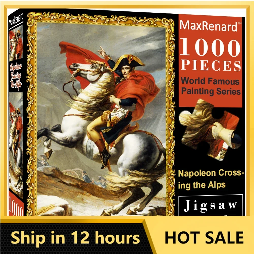 

MaxRenard 68*49cm Jigsaw Puzzle 1000 Pieces Oil Painting Collection Napoleon Crossing The Alps Figure Statue Series Adults Toys