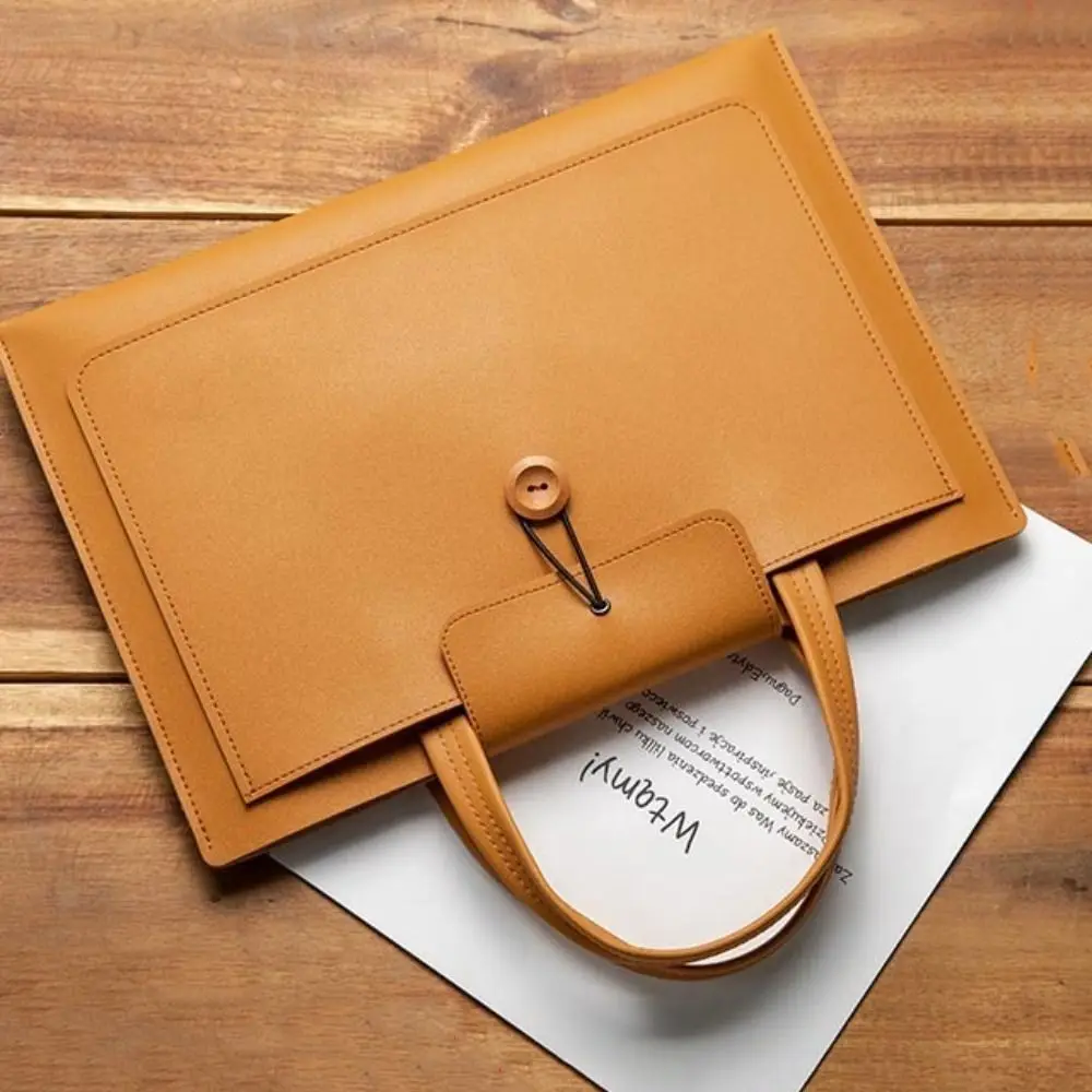 

Messenger Large Capacity Laptop Bag Solid Color Rectangle Handheld Bag With Storage Pocket PU Protective Bag Women's Bag