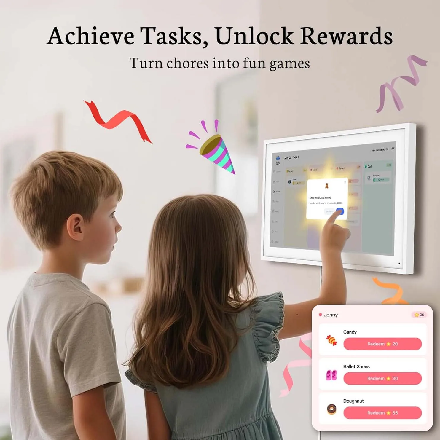 AHXJKA 15.6Inch 1080P 64G Digital Calendar Planner Touchscreen for Family WiFi Interactive Display Wall Planner Digital with APP