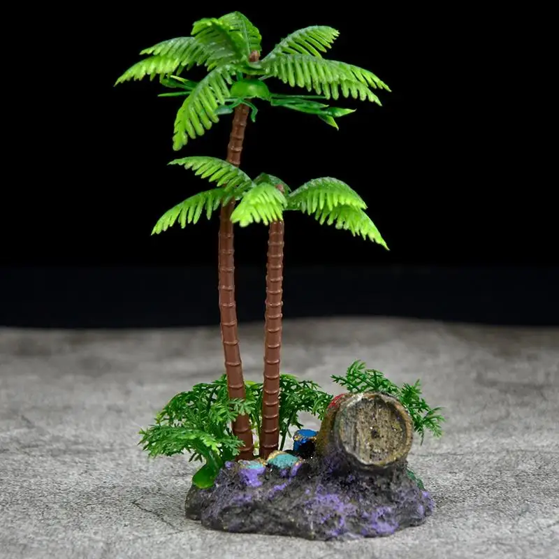 

Decorative Plastic Fake Water Grass Coconut Tree Ornament for Small Aquarium Turtle Tank Soft Plastic Water Grass Set