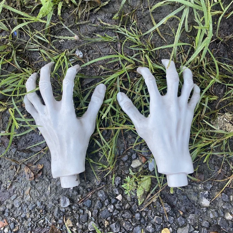 2Pcs Halloween Skeleton Hands Scary Realistic Size Hand Bone Skull Halloween Party Home Decoration Haunted House Horror Props