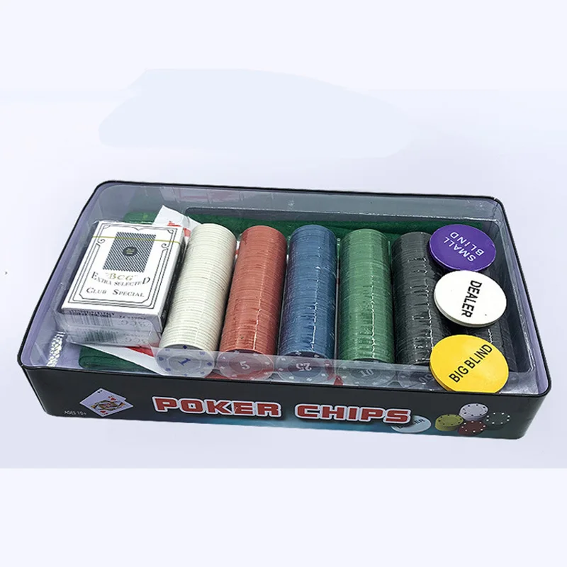 Poker Chips Set Iron Box with 300Pcs Chips and 2 Decks Poker Kit for Texas Hold’Em Casino Gambling - view 5