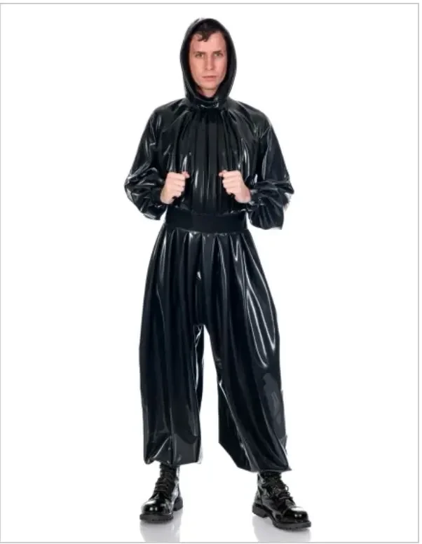 

Hanadmade Men's Natural Latex Rubber Loose Catsuit With Back And Crotch Zip Halloween Cosplay Costume