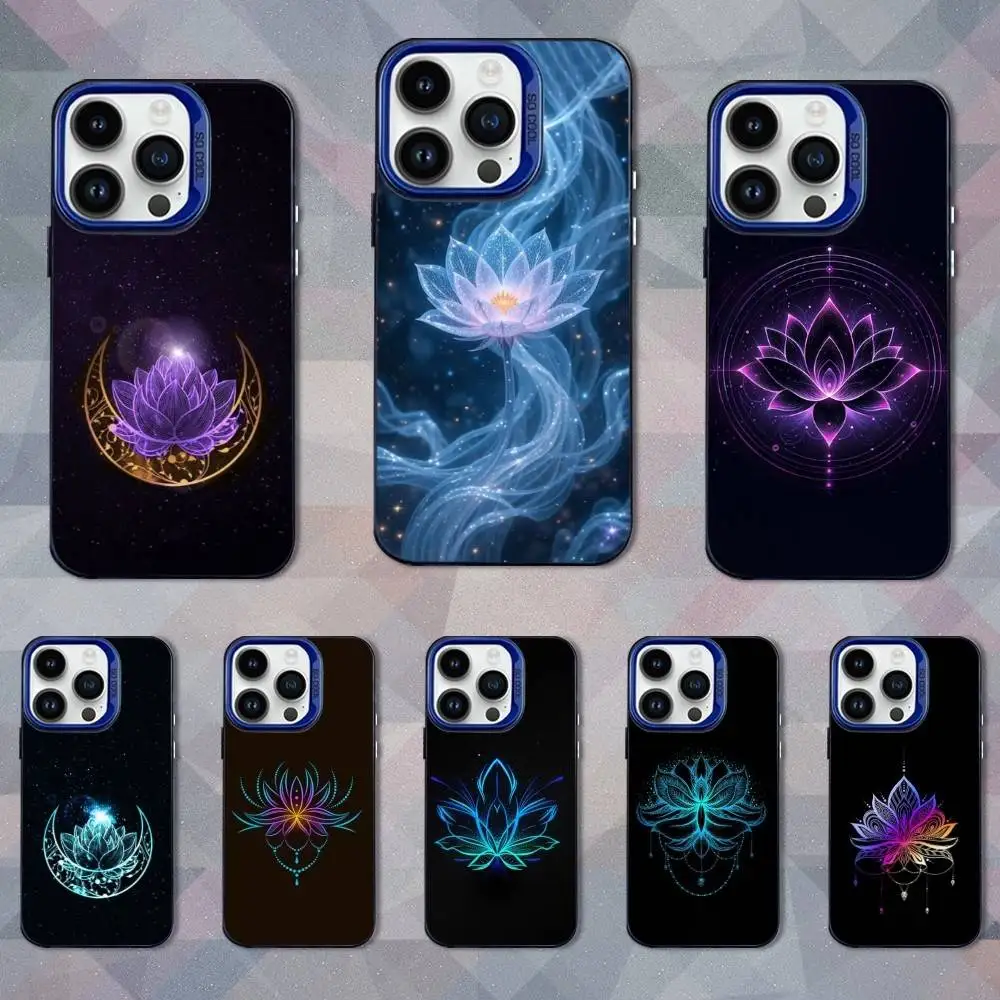 

Cool Art Lotus Phone Case For iPhone 16,15,14,13,12,11,Mini,Pro,SE,XS,MAX Blue Matte Silicone Cover