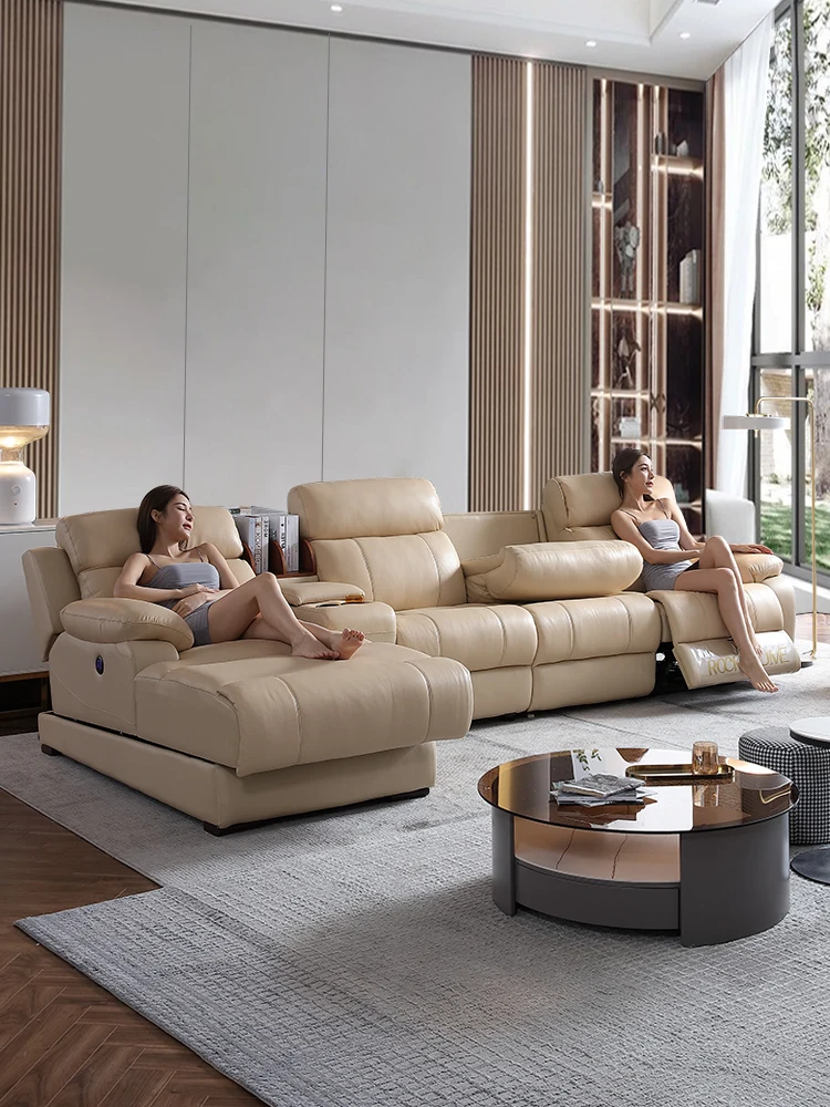 

Tech Smart Electric Reclining Sofa Set Functional Genuine Leather Sofa Cama L Shape Sectional Couch Theater Seats Convertible S