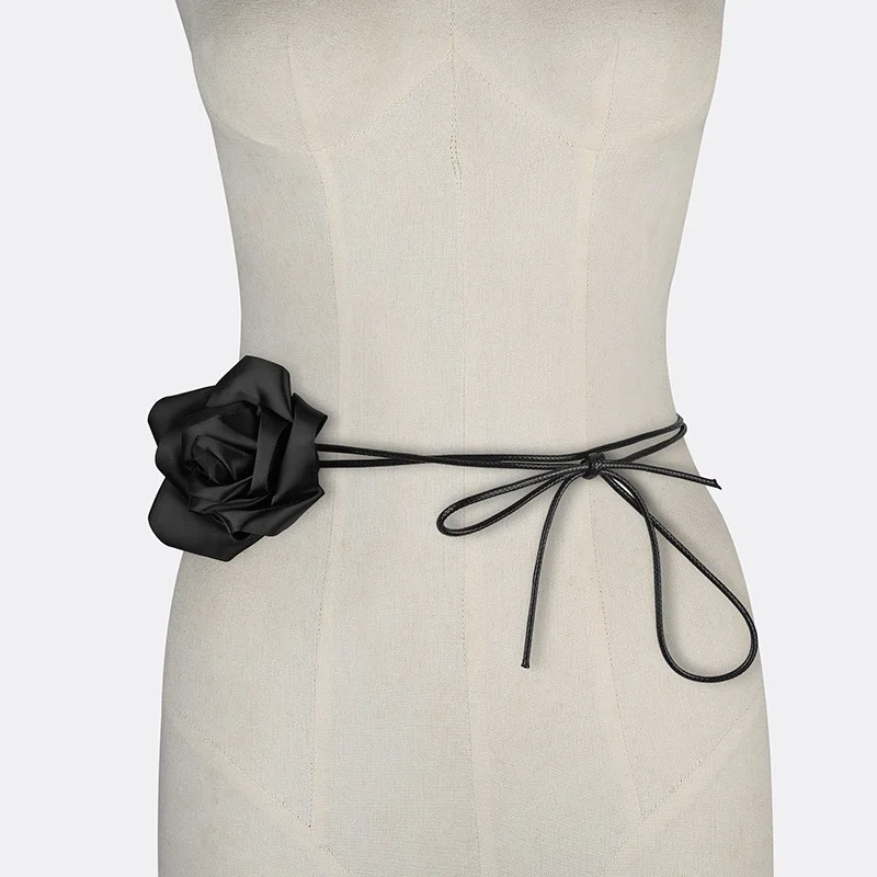 Handmade Homemade Women Belt New Can Headwear Available Satin Rose Flower Chain Neck Waist Fashionable Artistic Vintage Lace