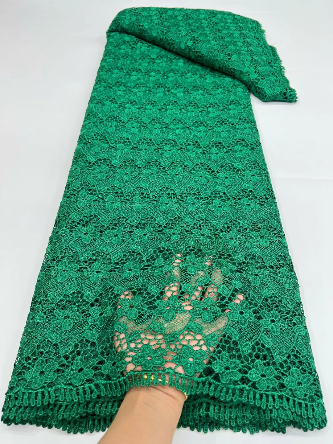 

LRFG76 Dark green!Wholesale African water soluble lace fabric,nice looking embroidered guipure cord lace for party/wedding dress