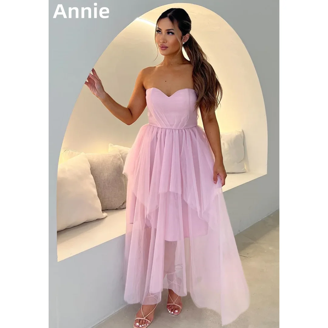 

Annie Pink Wedding Dress Prom Dresses Tulle Layering Wedding Dress Sexy Off-shoulder Fairy Cocktail Dresses Vestidos DeFiesta