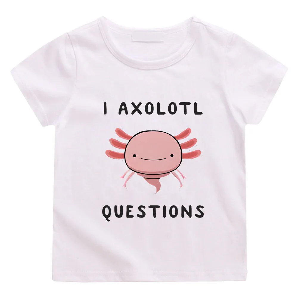 Axolotl Questions Cute Kawaii Drawing Unisex T Shirt Lets Eat Kids Punctuation Saves Lives Girls Tee Tops Rooster Cock T-shirts