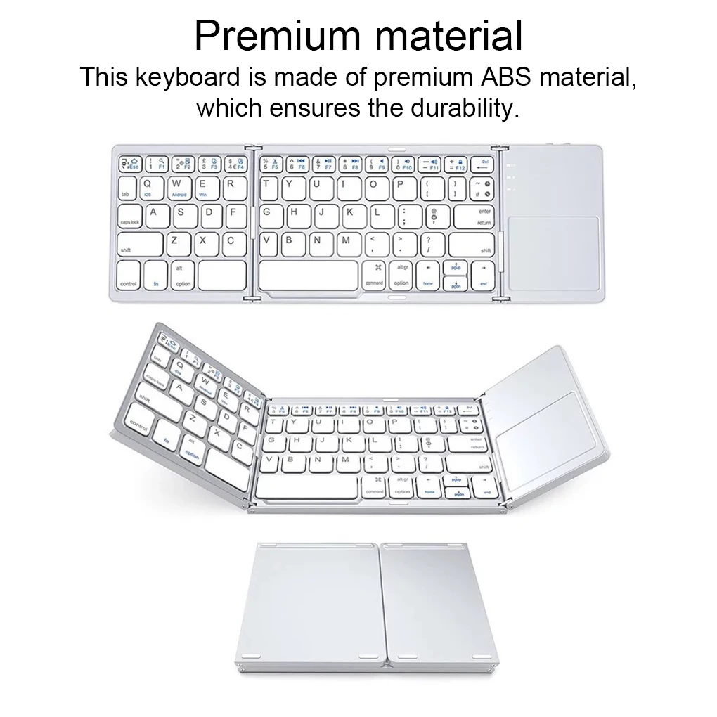 Folding Keyboard Rechargeable Wireless Laptop Keypad Foldable Design Convenience Multipurpose Sweet Gift Black