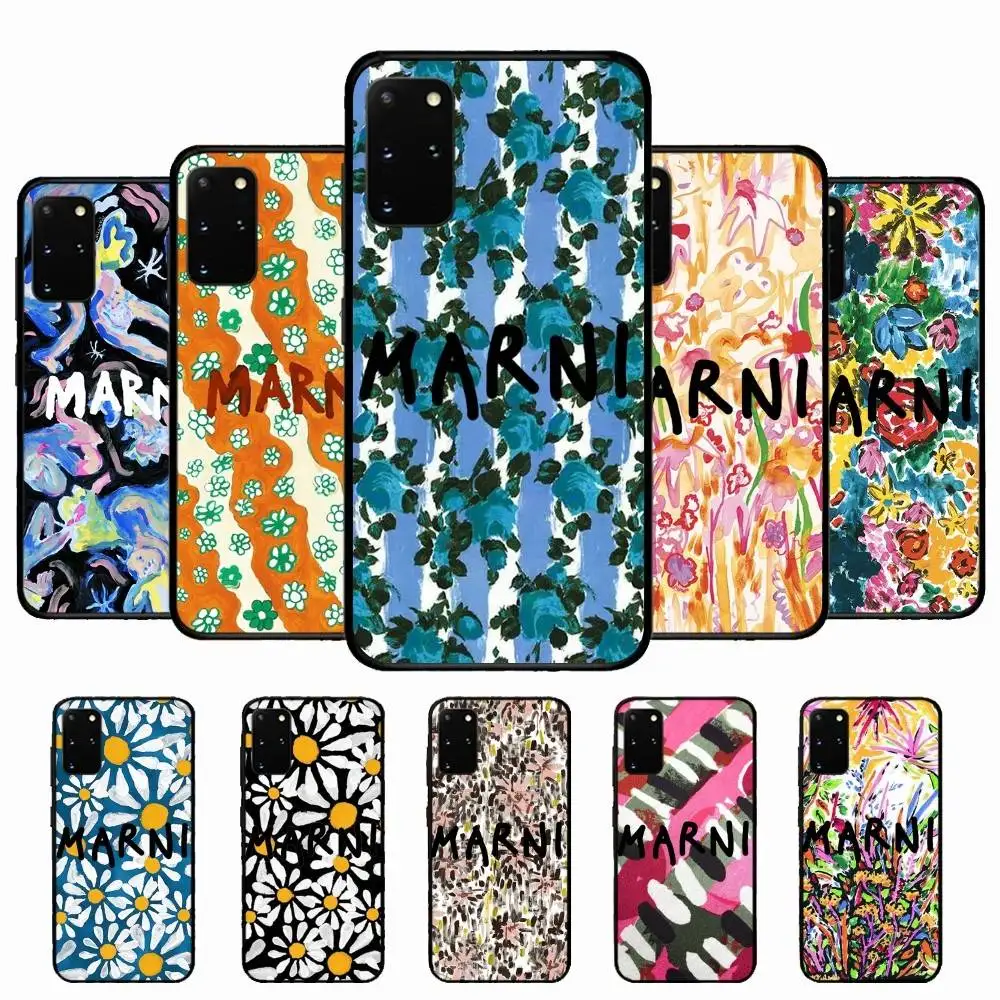 M-Marni Flower Colorful Phone Case For Samsung S 20 21 22 23 Lite Plus Ultra Clear Mobile Cover Funda