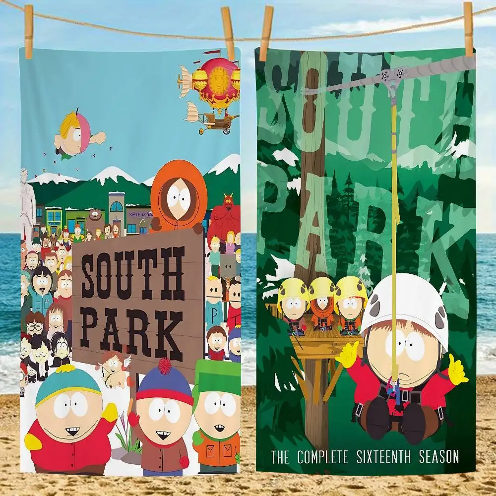 Adult Animation S-South P-Park Microfiber Blanket Quick Drying Beach Towels Oversized Printing Super Absorbent Pool Towel