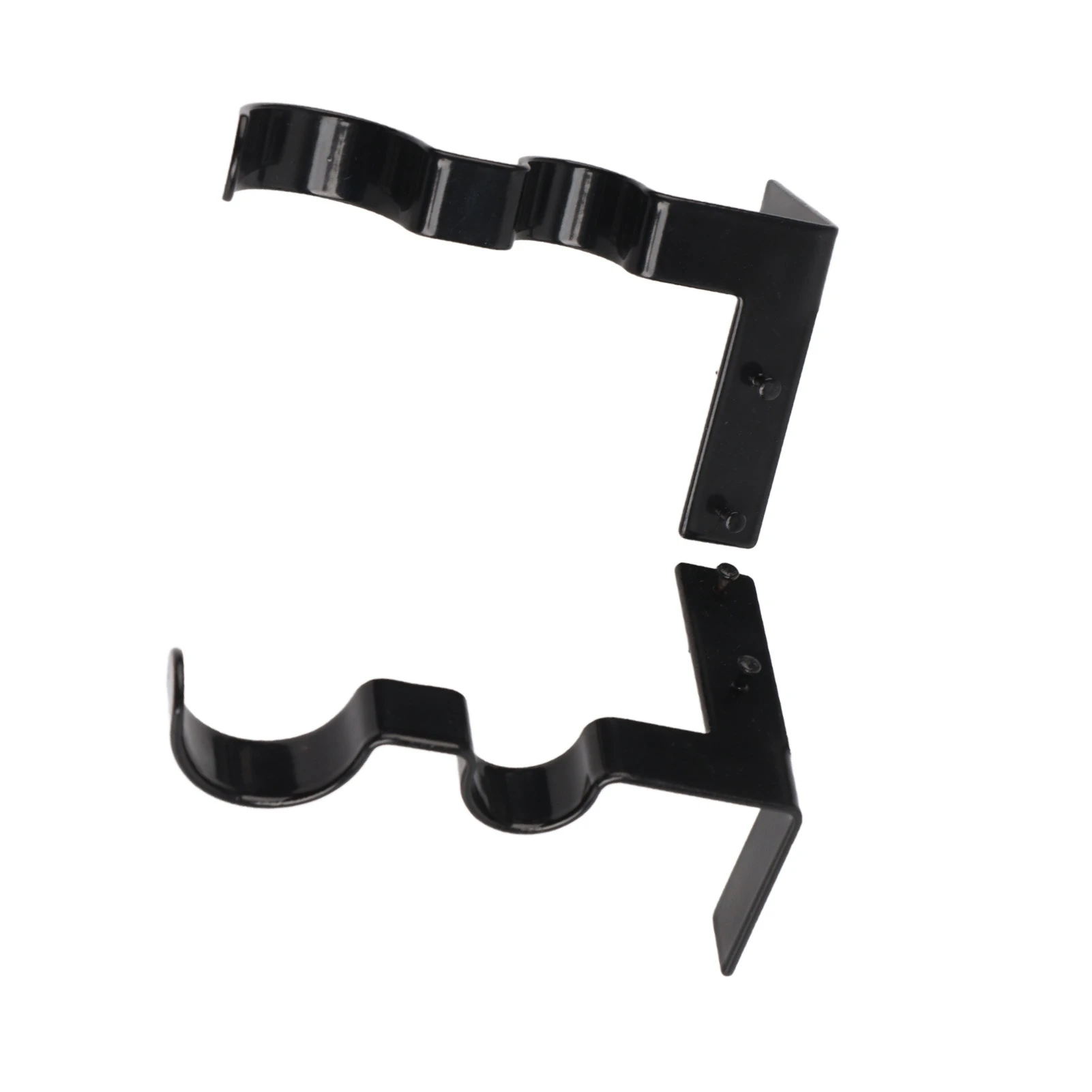 2Pcs Double Curtain Rod Bracket Steel 20lb Load Bearing Easy Assembly Curtain Rod Hooks for Home Office Black