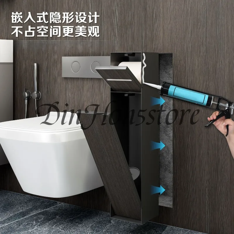 Concealed Bathroom Toilet Accessories Set Hotel Apartment Up and Down Open Concealed Tissue Box Toilet Brush Niche