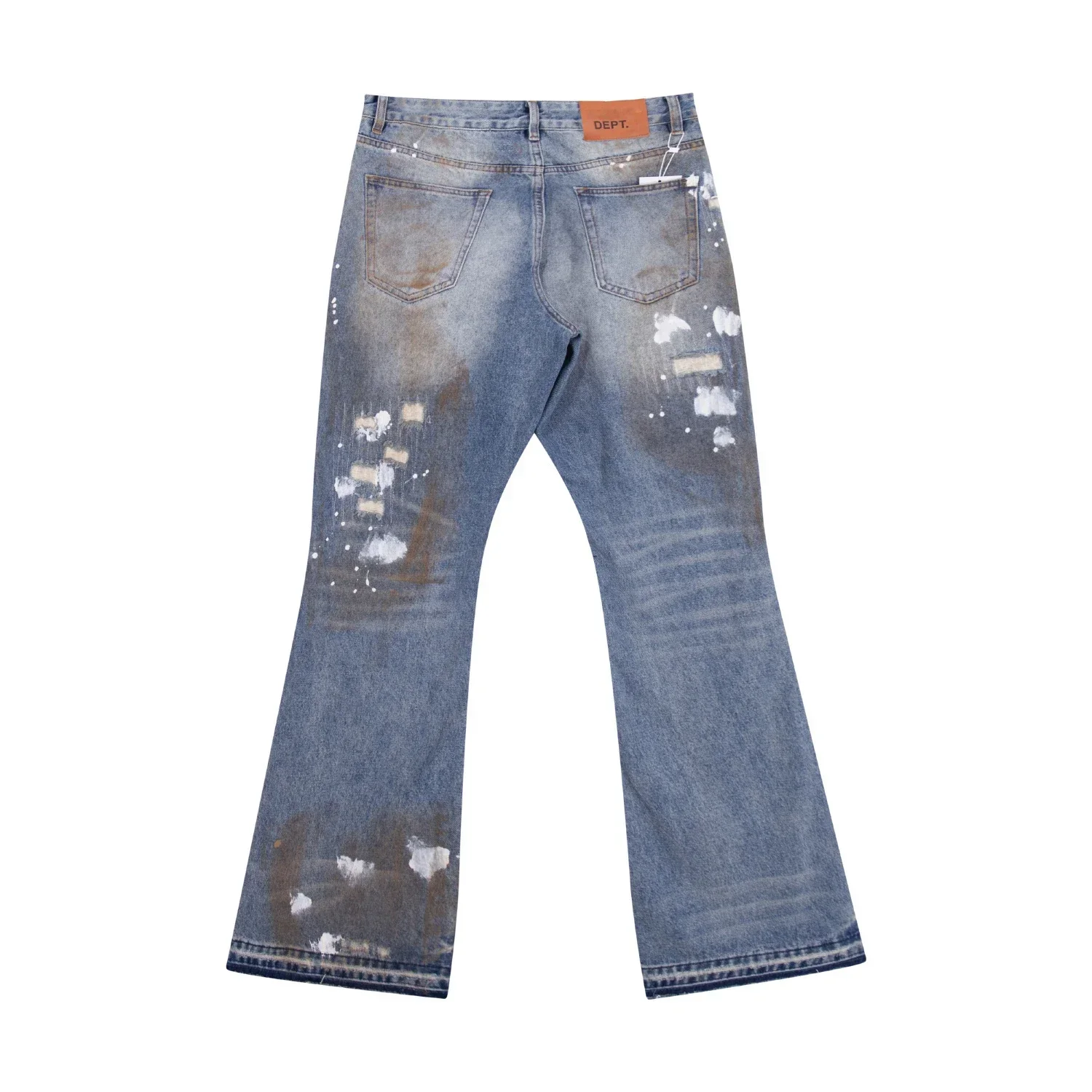 قسم جينز أزرق مغسول بفتحات مكسورة، جيوب كاجوال للرجال والنساء في شارع العليا، سروال بأزرار سفلية #4