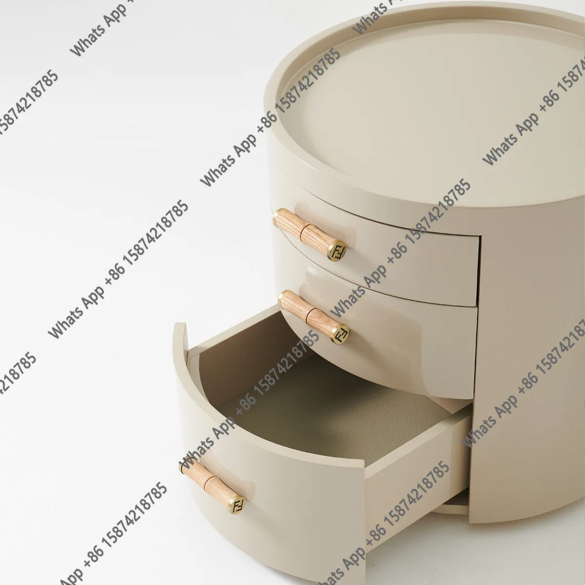 

GNew Round Bedside Table Light Luxury Designer High-end Locker Household Bedroom Bedside Storage Cabinet