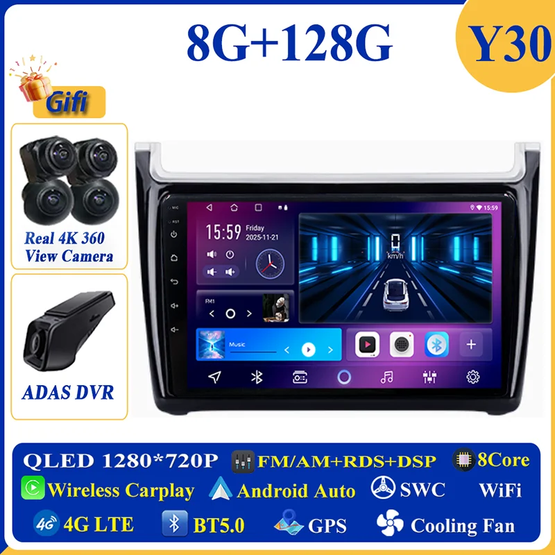Android 16 Carplay Auto voor VW Volkswagen POLO 5 2008 - 2017 autoradio multimediaspeler navigatie GPS geen 2Din 2 Din DVD