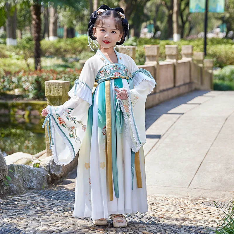 Summer Dresses Girls Hanfu Chinese Tang Kids Party Performance Ancient Costume Children's Clothing Cosplay Girl Dress Vestidos