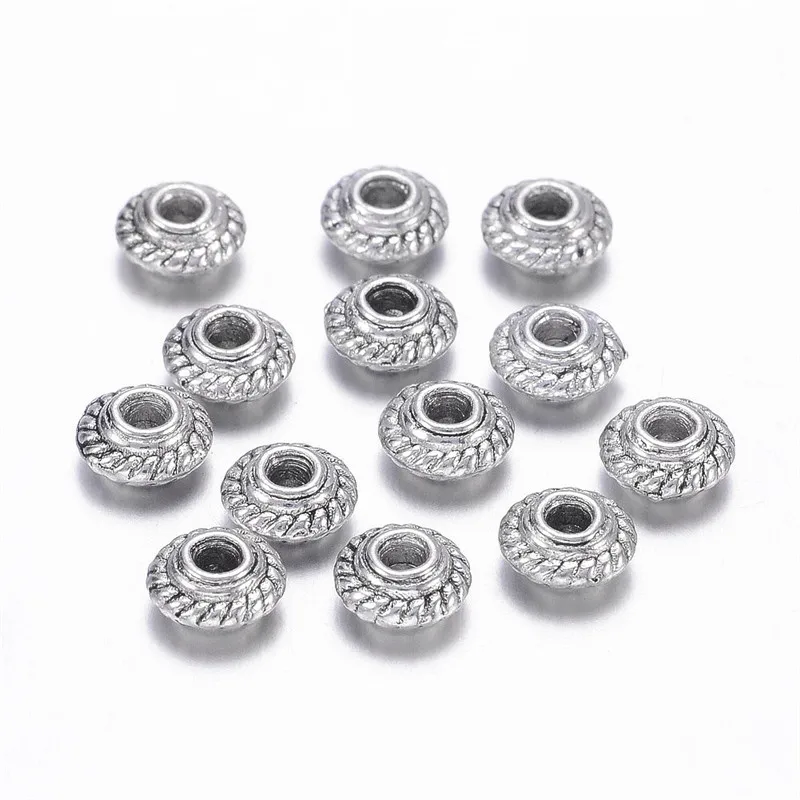 100pcs Tibetan Style Alloy Loose Spacers Bead Metal Beads for Jewelry Making DIY Bracelet Necklace 5x3mm Hole:1.5mm