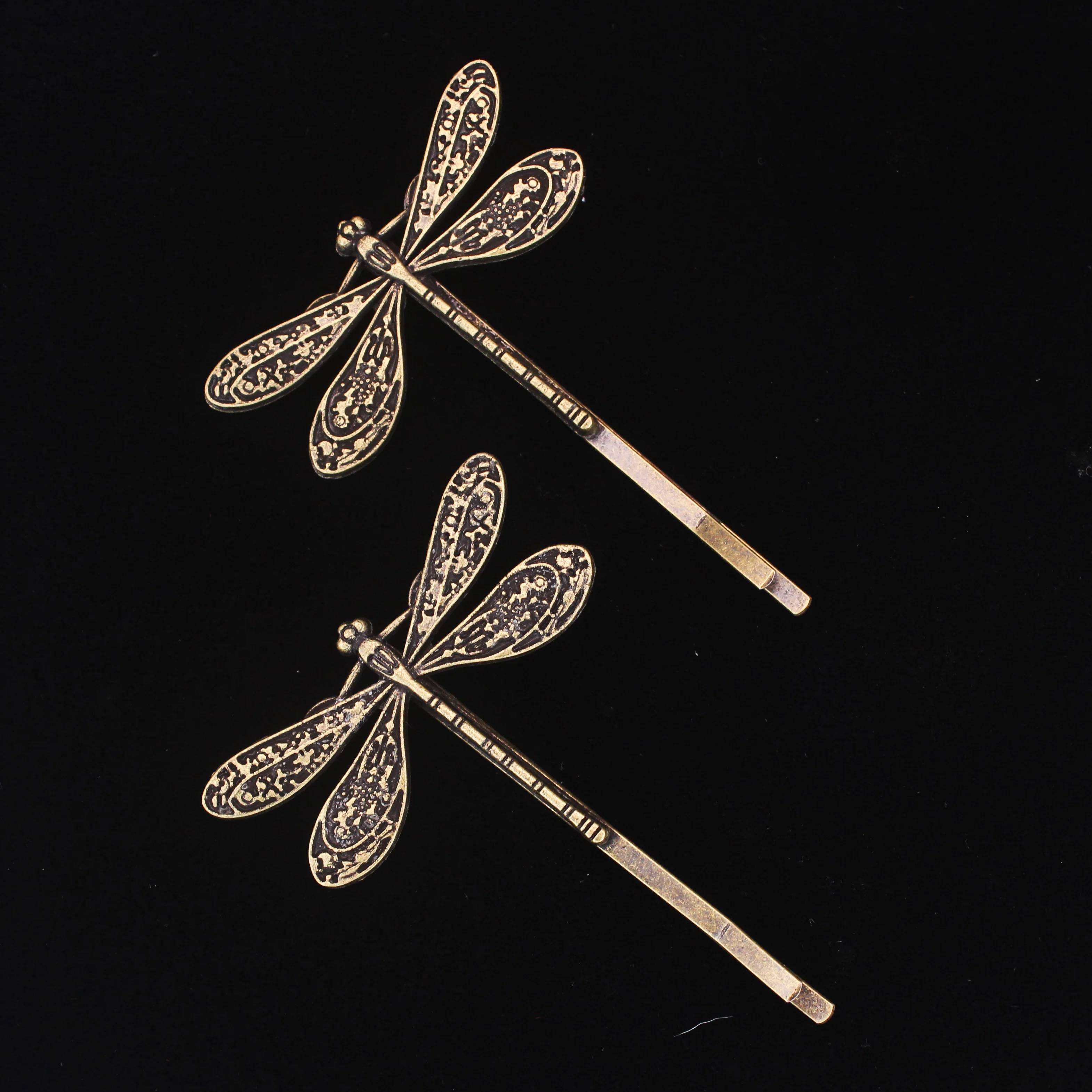 2 Stück/Set Metallene Libellen-Haarspangen für Damen und Mädchen, modische Insekten-Haarspangen, Haaraccessoires für Pony und seitliches Haar – Detail 7
