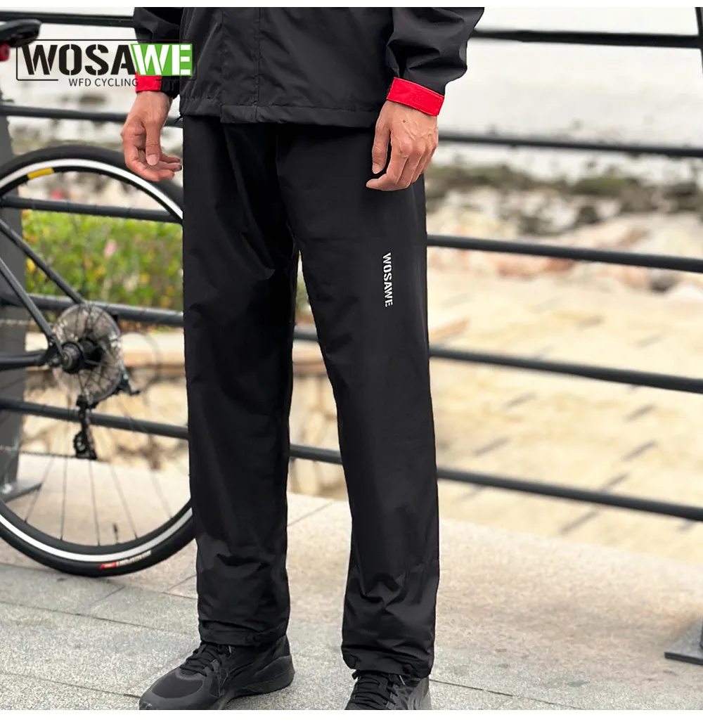 WOSAWE Cycling Rain Pants Waterproof Reflective MTB Bike Rain Trouser Sports Multi-use Running Hiking Camping Fishing Rain Pant