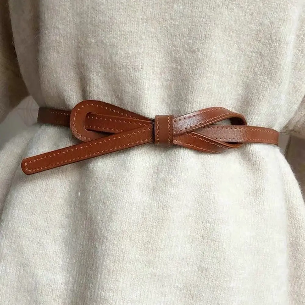 حزام نسائي أنيق Y2k قابل للتعديل من جلد البولي يوريثان، أشرطة خصر نحيفة، حزام خصر بإبزيم معدني رفيع