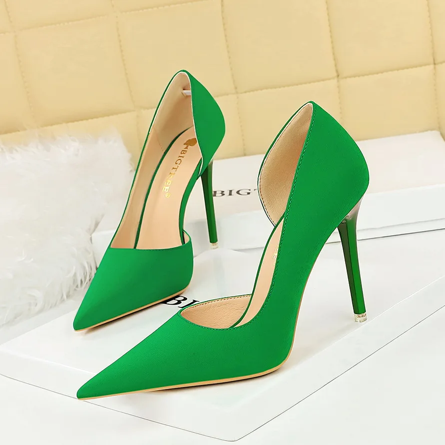 2025 New Women 11cm High Heels Wine Green Pumps Plus Size 34-43 Stripper Evening Orange Heels Lady Wedding Bridal Scarpins Shoes - view 3
