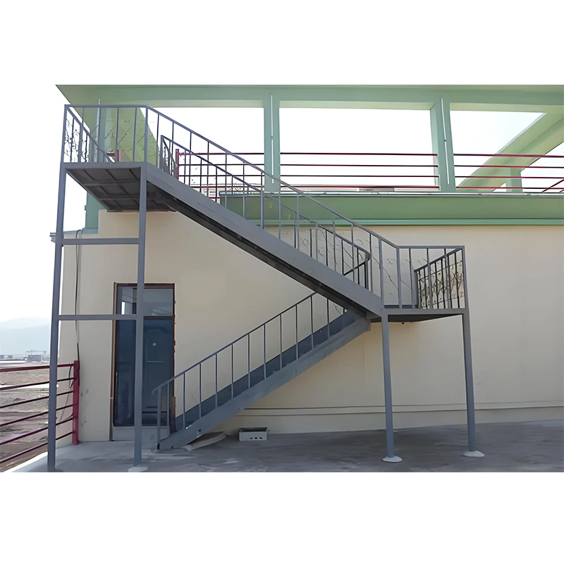 custom.Supplies Modern Straight Steel Structure Attic Stairs Fire Special Outdoor Steel Frame Stairs Hotels