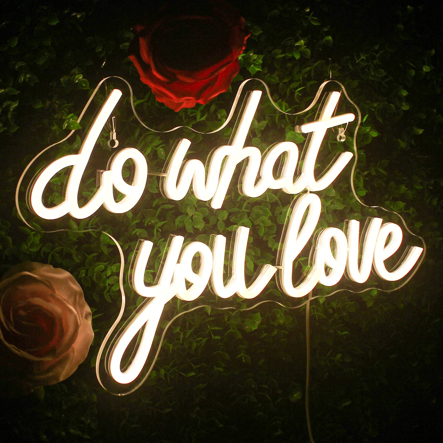 Do What You Love Neon Sign Warm White Neon Wall Decor for Wedding Engagement Valentines Day Birthday Party Aesthetic Room Decor