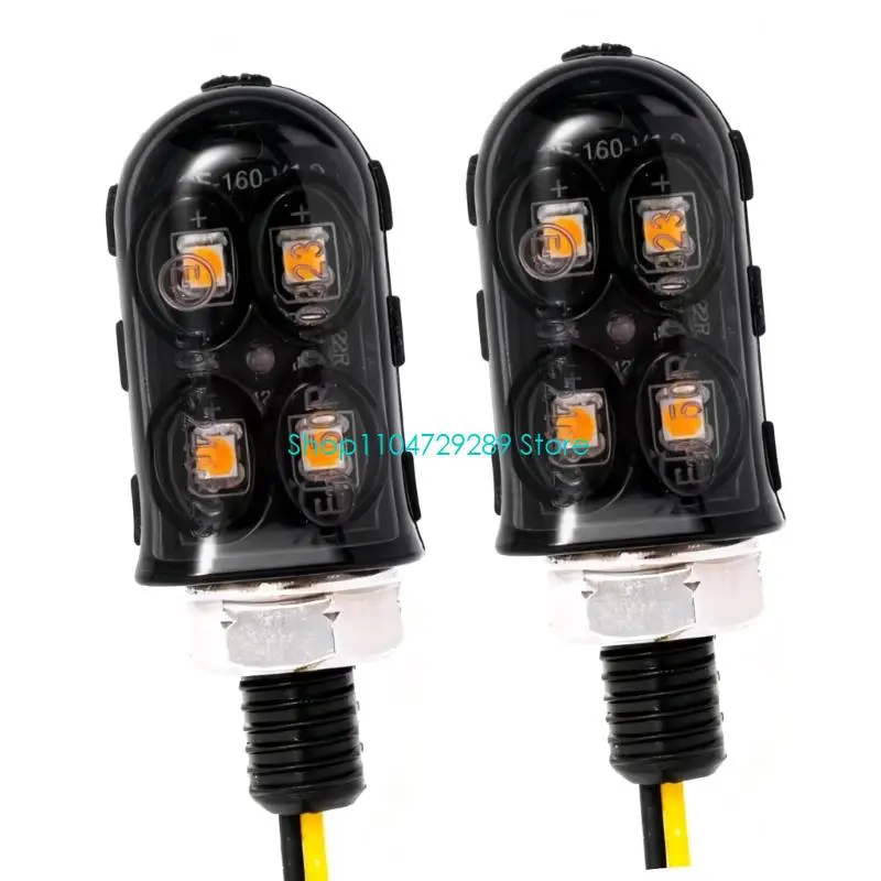 D8KE 4 LED Motorcycle Signal Lights High Luminosity Day Night Use Strong Plastic Metal Mixing Long Life for Motorbike