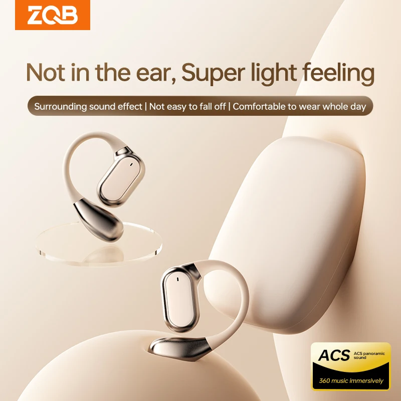 ZQB Open type Earphones for Sports Ear wireless headphones noise canceling Waterproof Headphones Touch noise With microphone Wor