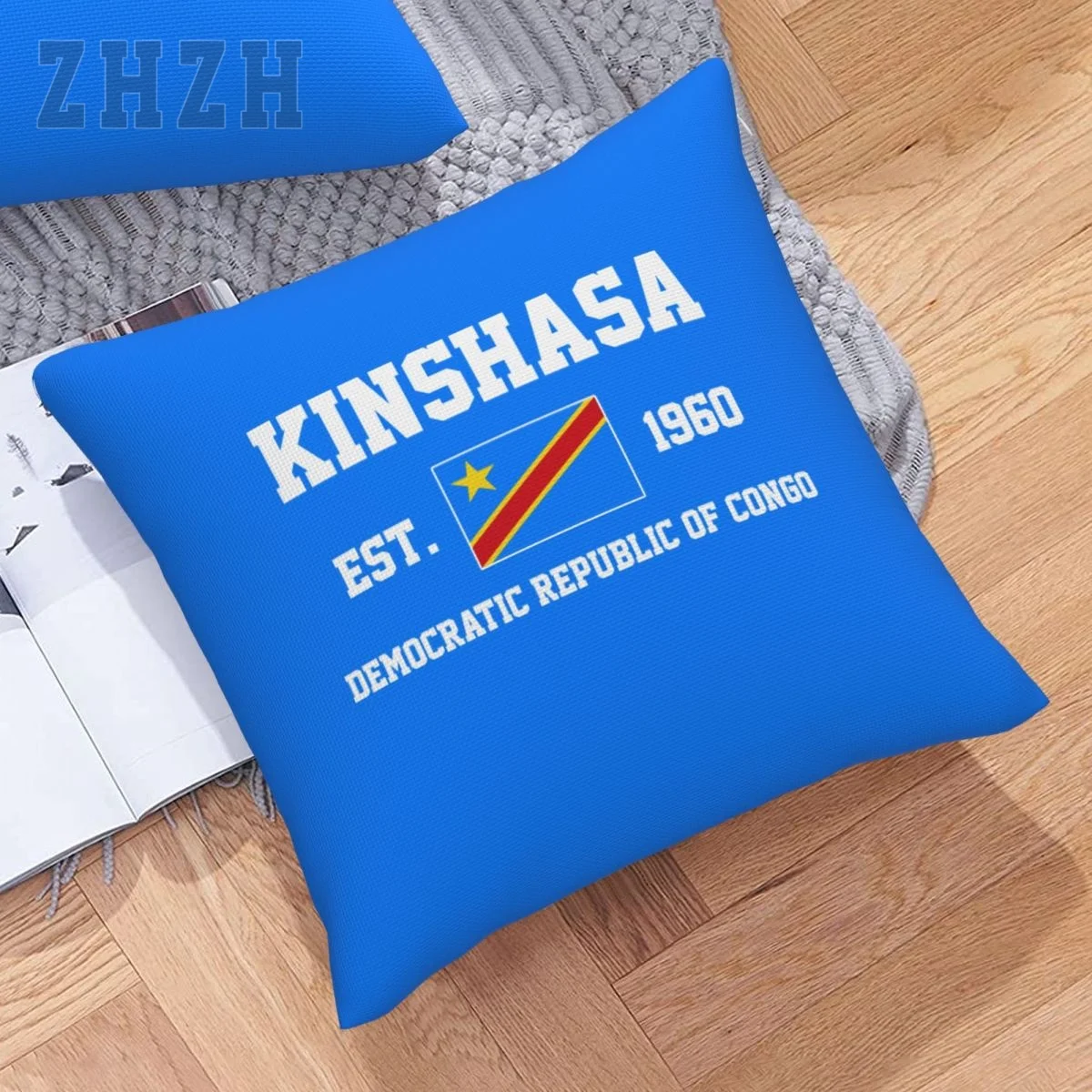 Linen Pillowcases Democratic Republic Of Congo EST.1960 Kinshasa Capital Throw Pillow Cover Family Home Decor Sofa Waist Cushion