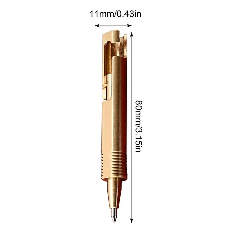 Mini Brass Pen Pocket Ballpoint Pen Signature Pen Small Bolt Action Ballpoint Pen Refillable Retractable Pens