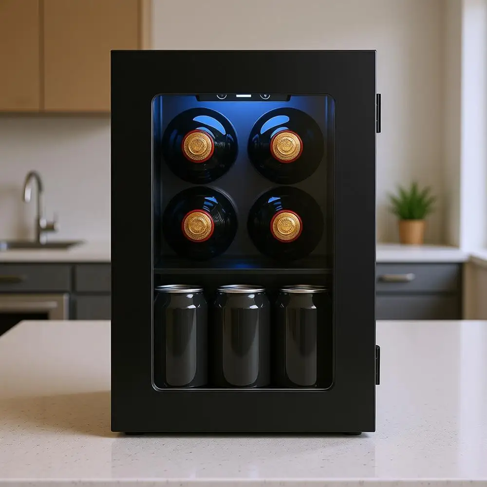 

Винный холодильник с прозрачной дверцей, мини-холодильник для вина (красного, белого и шампанского), встраиваемый винный шкаф, цифровой терморегулятор 40-61°C