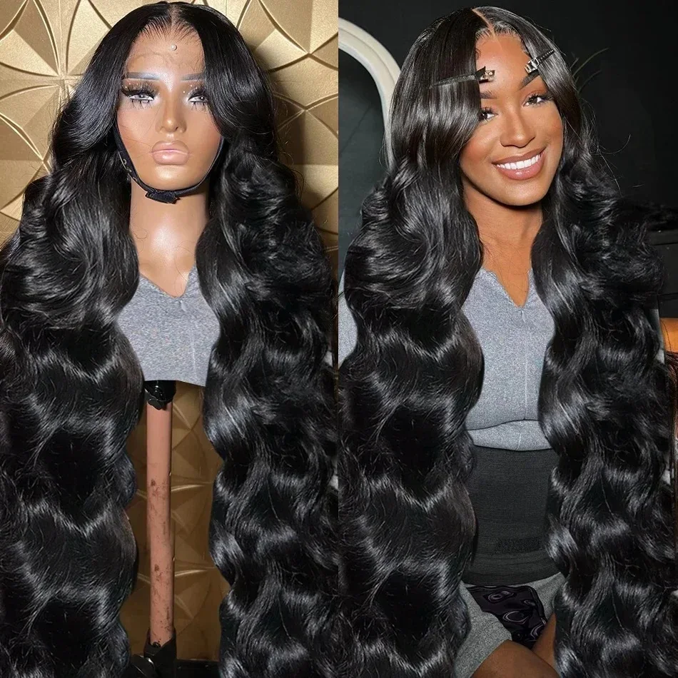 

Black 40 Inch Body Wave HD Transparent 13x6 Lace Frontal Human Hair Wigs Brazilian Remy Glueless Front Wig Without Glue Women